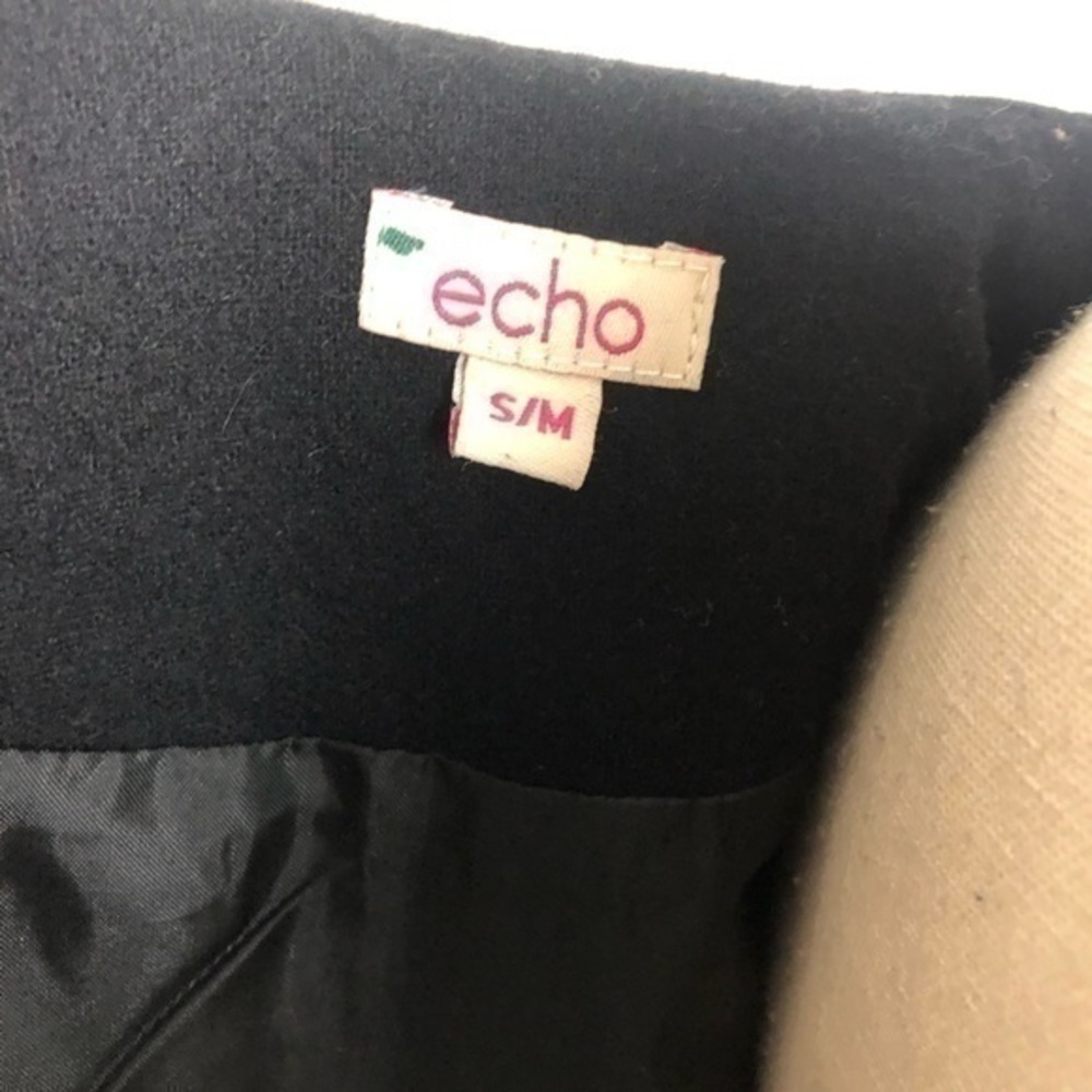 Echo Black Wool Blend Short Sleeve Cropped Jacket Size S/M - Picture 4 of 9